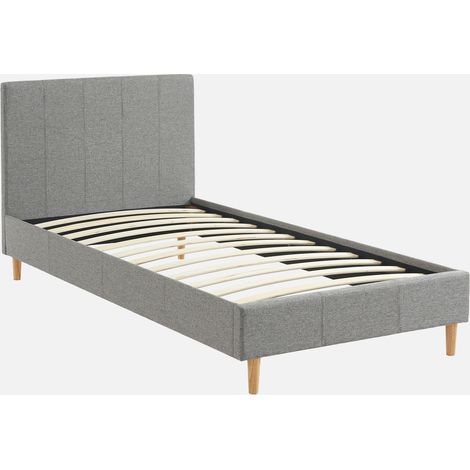 Cama con somier y cabecero 90x190cm, acabado en tela