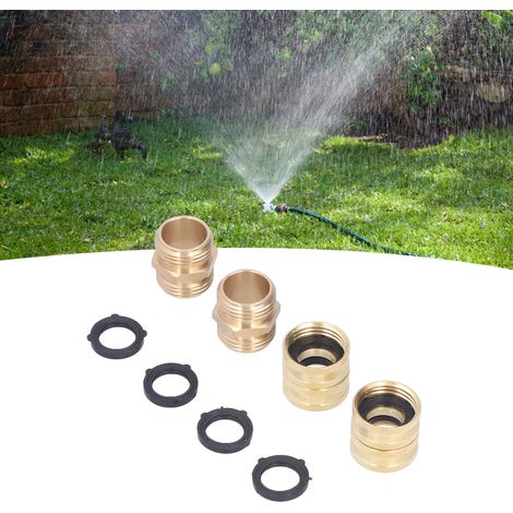 Adaptador de manguera trenzada de 3/4 de pulgada: 2 adaptadores de rosca macho doble y 2 adaptadores de rosca hembra doble con 4 juntas, para jardín y lavadora. (1/5)
