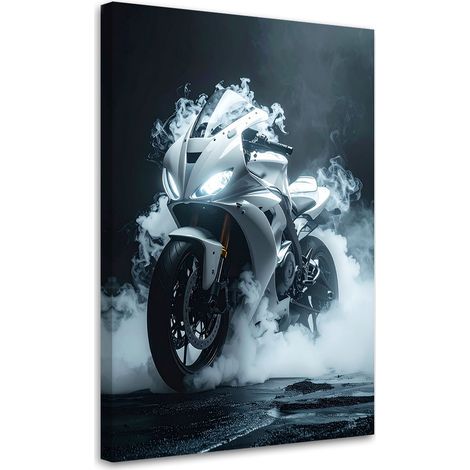 Cuadro en Lienzo, Motocicleta deportiva blanca, 20x30 (1/5)
