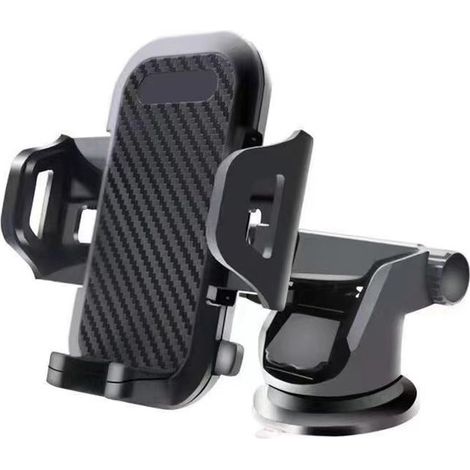 Soporte para teléfono móvil con ventosa para coche - Hasta 100 mm - Negro (1/5)