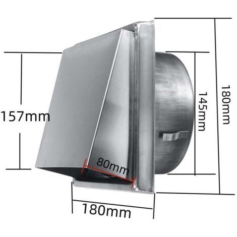 Grille de ventilation carrée de 100 mm en acier inoxydable avec clapet anti-retour et fonction anti-insectes. (1/3)