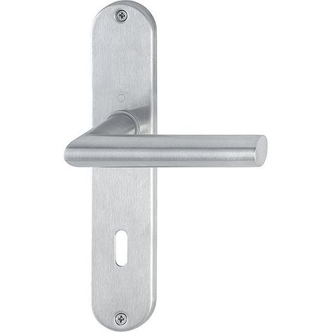 HOPPE OT-DRG, Langschild, oval, Amsterdam, E1400Z/302, BB gelocht, 8/72, edelstahl matt (1/3)