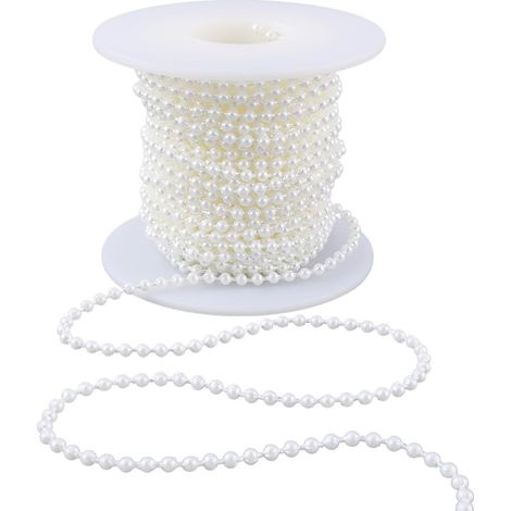 Chaîne de Perles de 13 m Perles Blanches Florales guirlandes de Perles Rondes Artificielles Bobine de Perles en Plastique pour Sapins de Noël Décorations de Mariage et de Fêtes. (1/5)
