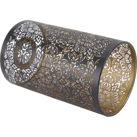 Abat-jour décoratif en métal ajouré, motif cylindrique circulaire, culot E27/E26, amovible. (1/5)