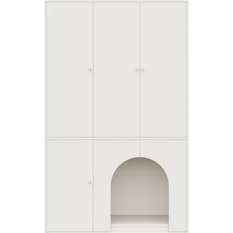 Armoire de chambre 3 portes avec penderie et espace arche, blanc, 120 x 50 x 200 cm (1/5)