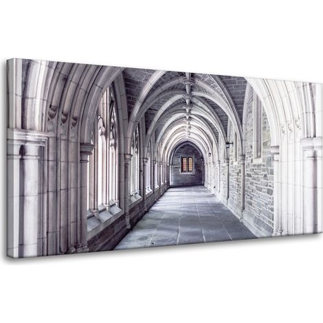 Leinwandgemälde Architektur Korridor Bögen 80x40 Stil Barock