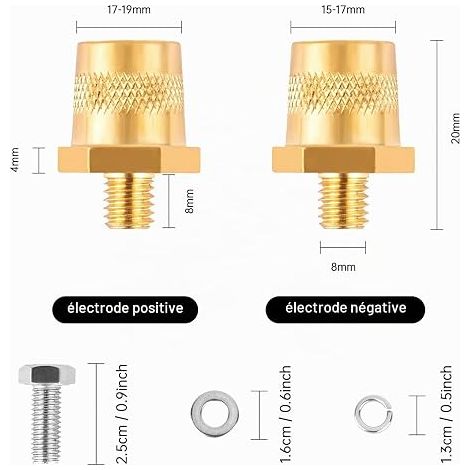 Paire D'Adaptateurs De Batterie En Laiton M8, Bornes De Batterie Pour Batteries De Voiture (Stil 2) (1/4)