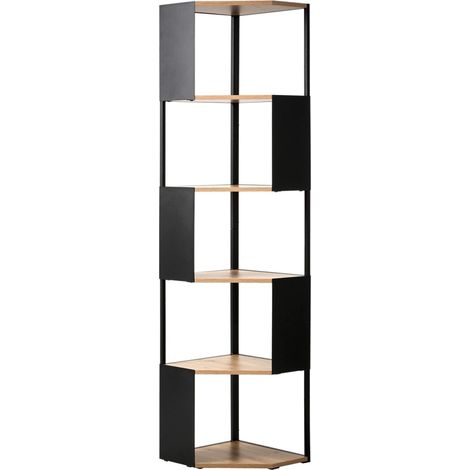 CALICOSY - Etagère d'angle 5 niveaux avec flancs en métal noir H172 cm - EKLO (1/5)