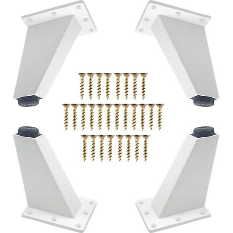 Lot de 4 pieds de meuble Ulisem, pieds de meuble inclinés en aluminium, pieds de remplacement pour canapé, armoire, commode, table, vis de montage incluses, blanc, 80 mm (1/4)