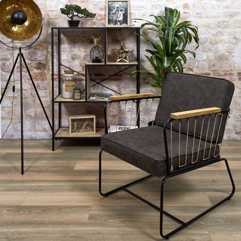 Fauteuil - HOME DECO FACTORY - Benson - Tissu - Marron (1/5)
