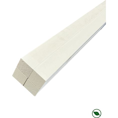 Lot de 4 tasseaux sapin du Nord prépeints blanc 2400 x 34 x 34 mm FSC (1/2)