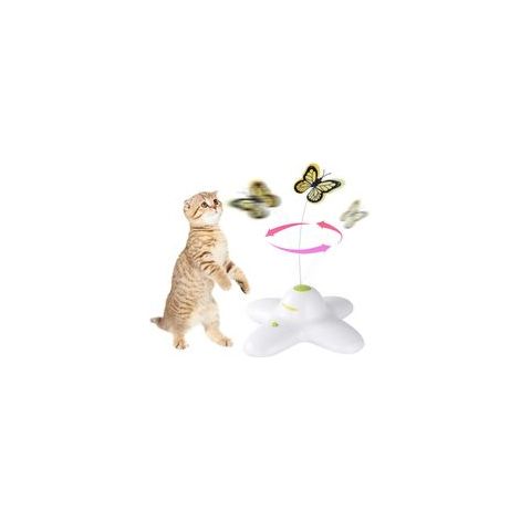 Interaktives Katzenspielzeug „Butterfly Interactive“ für Wohnungskatzen, „Flutter Bug“ Katzenspielzeug, drehbares Katzenspielzeug „Flutter“ mit 2 Ersatzteilen – Crezuo