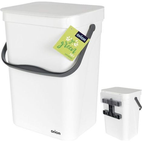 Poubelle suspendue - ORION - 10L - Blanc - Montage mural ou porte - Plastique résistant - 20x24x35 cm (1/5)