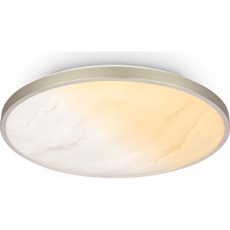 Plafonnier LED avec télécommande, CCT, design albâtre décoratif, éclairage pour intérieur, lustre salon, lustre cuisine, plafonnier LED salon, 38 x 7 cm, nickel mat (1/5)