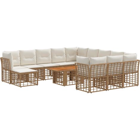 Gartensofa-set 13 stk. Natürlich und Cremweiß Poly-Rattan vidaXL (1/5)