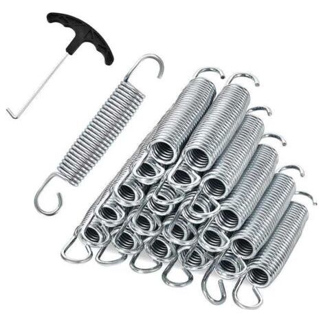Lot de 20 Ressorts de Trampoline, Ressorts Galvanisé Robuste, avec Outil de Traction en T,12CM
