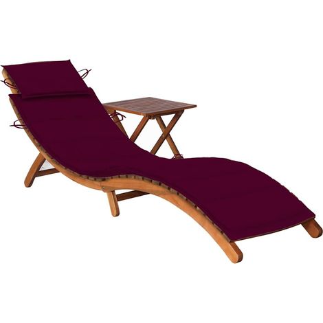 vidaXL Tumbona de jardín con mesa y cojín madera maciza de acacia (1/4)