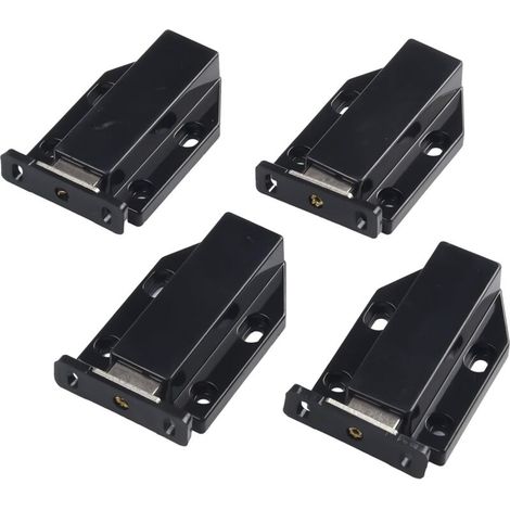 Lot de 4 loquets noirs pour armoire, mécanisme d'ouverture par simple pression, ventouse magnétique puissante, fermeture de porte fiable. (1/5)