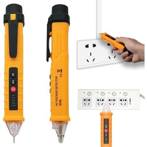 Non-Contact Voltage Detector, AC Voltage Tester 12-1000V with Adjustable Sensitivity, Flashlight and Audible Alarm, Neutral/Live Wire Testing and Firewire Zero Line Detection (1/5)
