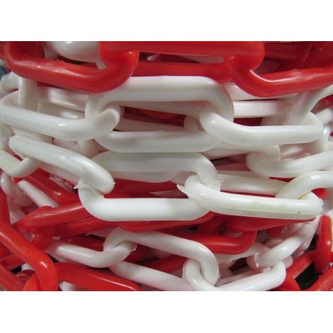Plastic Safety Barrier Chain Fence 25M 8MM Red White (Decorative Garden Drive ) (1/3)