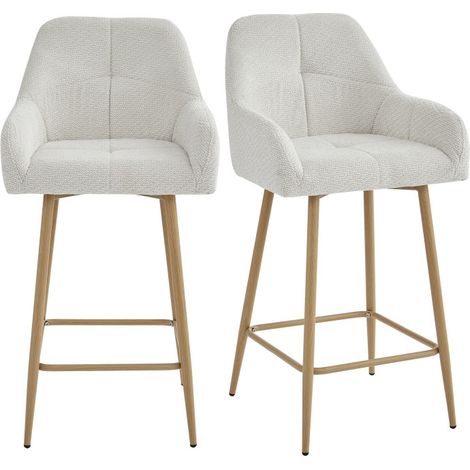 LEA-Fauteuil de bar en tissu Ikon Coloris Lin et métal chêne (x2) (1/5)