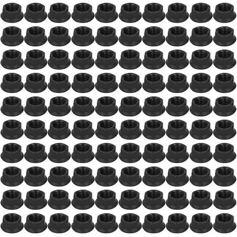 100 écrous hexagonaux M10 x 1,25 en acier au carbone pour groupes électrogènes à essence 168F, 170 et 188, noirs