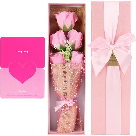 Bouquet de roses artificielles, cadeau de Saint-Valentin ou d'anniversaire, rose (1/5)