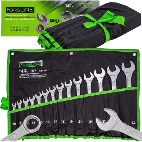 FORSLINE Juego grande de llaves combinadas 14 piezas 10-32 mm Cr-V