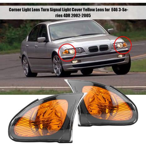 Une paire de lentilles de feux de virage (lentilles jaunes) pour berlines BMW Série 3 E46 4 portes (modèles 2000-2002). (1/5)