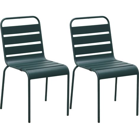 Lot de 2 chaises de jardin en métal vert sapin - BACA