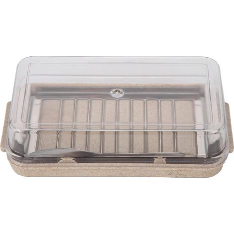 Boîte à Beurre, Soucoupe En Métal En Acier Inoxydable Avec Couvercle Transparent En Plastique Récipient De Stockage De Fromage Couvert Avec Cutter Pour Cuisine(Jaune) (1/5)