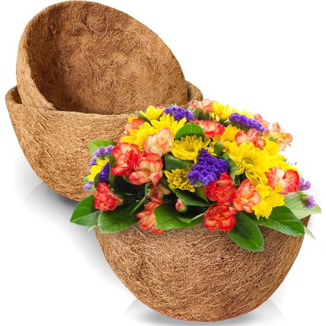 Filiyano-Lot de 2 doublures en fibre de coco de 30 cm pour paniers suspendus, inserts 100 % fibre de coco naturelle, doublures rondes et épaisses de (1/5)