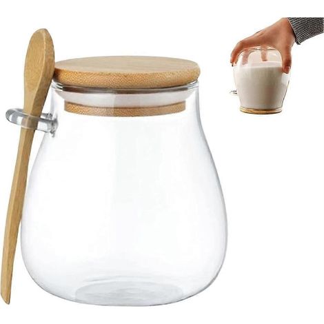 Hermétique verre rangement bocal bambou couvercle Irtight bocal verre récipient conservation alimentaire café grains (1/5)