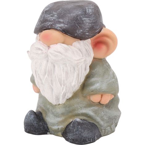 Figurine de nain de jardin en résine avec socle stable, style rétro, pour la décoration de terrasse et de porche, tête plate, couleur verte (1/5)