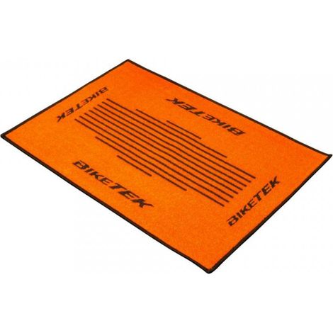 Tapis paillasson Biketek orange noir pour moto paddock atelier