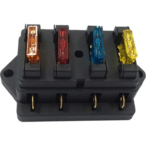 Boîte porte-fusibles à 4 voies pour véhicule automobile, bloc de fusibles pour circuit automobile avec 4 fusibles standard