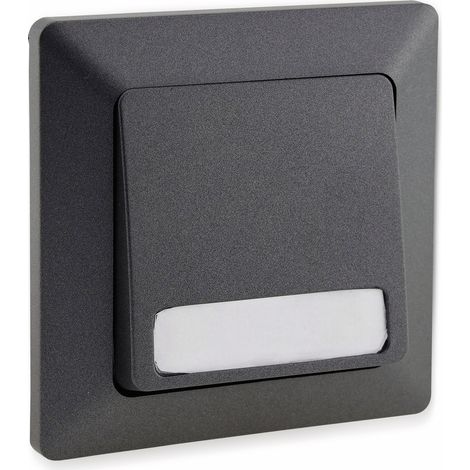 Bouton-poussoir MILOS 23043, 10A/250V, avec plaque signalétique, anthracite. (1/2)