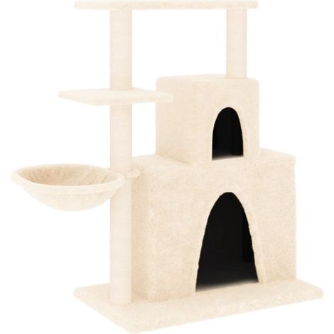 Arbre à chat meuble tour grimper jouet grattage grattoir escalade plateforme avec griffoirs en sisal 83 cm crème