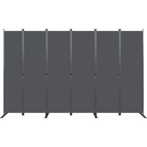 Biombo separador de ambientes de 6 paneles 304 x 180 cm gris oscuro (1/5)
