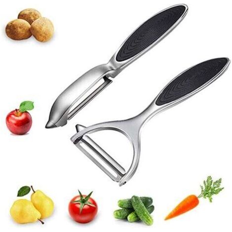 Eplucheur pomme de terre - éplucheur en acier inoxydable pour carottes, aubergines, poires, mangues et concombres, avec poignée ergonomique antidérapante (1/4)