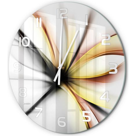 Horloge Murale Ronde en Verre Trempé Silencieuse Design Moderne Salon Cuisine Abstraction florale fi 60 cm (1/5)