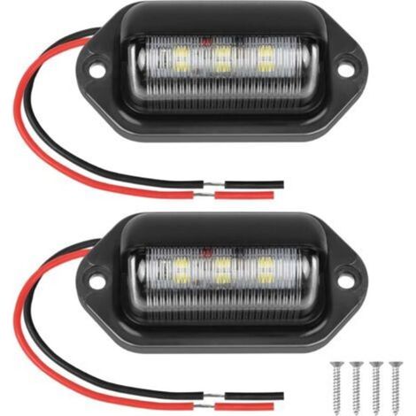 LED Éclairage Plaque D'immatriculation Auto, 2pcs 6SMD Imperméable LED Feux Arrière Lampe, Eclairage Plaque Immatriculation pour 12V/ 24V Camions, Camionnette, Motos, Caravane, Remorques (1/5)
