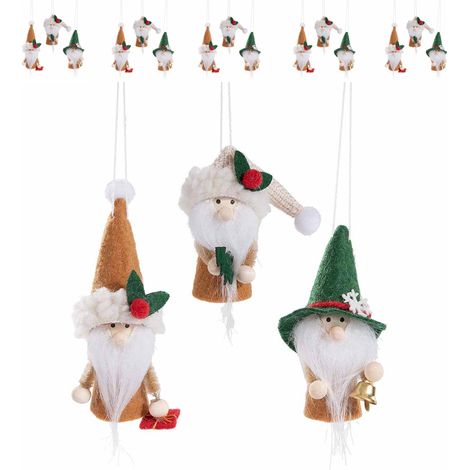 Babbo Natale in panno da appendere con decoro - Set 18 addobbi Natalizi per l'albero e la casa (1/3)