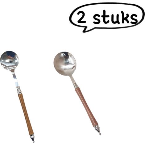Lot de 2 cuillères en acier inoxydable cuillère à soupe cuillère à pâtes cuillère à dessert style rétro luxe français petite et grande argent (1/5)