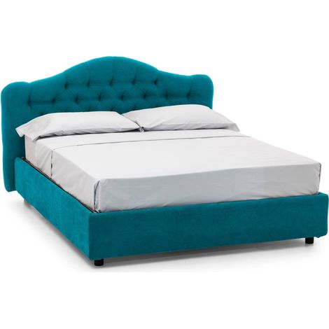 Letto Matrimoniale Aly, Letto Matrimoniale Sfoderabile, Contenitore Made in Italy, Dimensione Materasso 160x200 cm, Azzurro