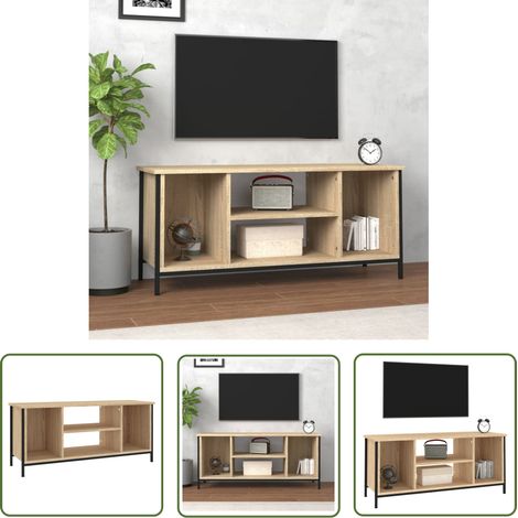 The Living Store TV-Schrank Sonoma-Eiche 102x35x45 cm Holzwerkstoff - TV Schrank - Holzwerkstoff Möbel - Wohnzimmermöbel - Eiche Möbel - TV Stand (1/5)