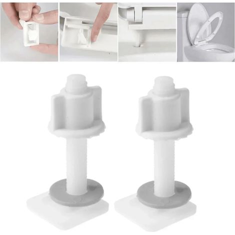 Kit de réparation universel pour charnières de siège de toilette en plastique : boulons, vis de fixation et rondelles. Accessoires neufs. (1/5)