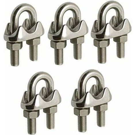 10 Pcs Serre câble à étrier en InoXA4 pour câble acier/inox de (6mm)-Serre-câble