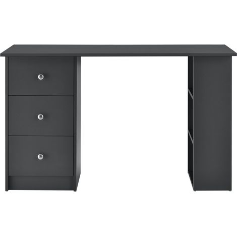 Mesa secretaria puesto de trabajo para ordenador con 3 cajones 120 cm gris oscuro 030004711