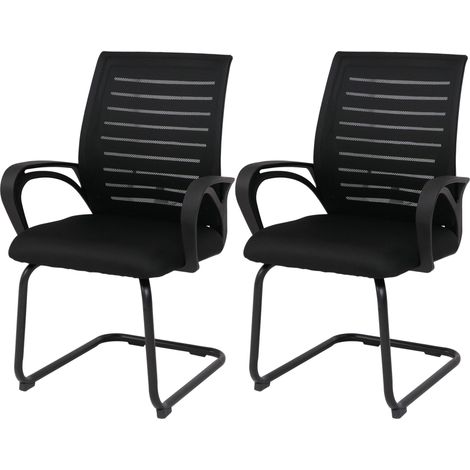 [NEUWERTIG] 2er-Set Konferenzstuhl HHG-584, Besucherstuhl Freischwinger, Stoff/Textil (250g/m²) MVG schwarz, Gestell schwarz